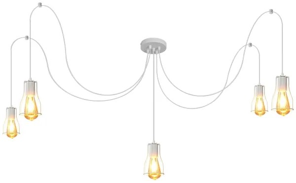 Csillár zsinóron TUBE LONG 5xE27/10W/230V fehér