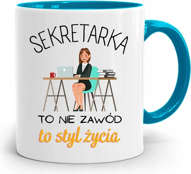 Kék Bögre Ajándék Titkárnőnek Életmód Nyomtatott Fotóval