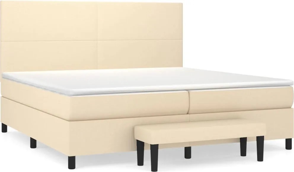 vidaXL krémszínű szövet rugós ágy matraccal 200 x 200 cm