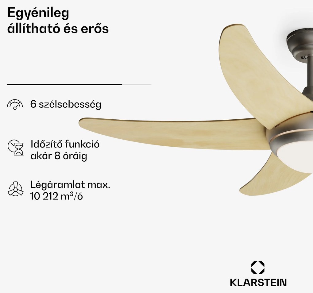 Bolero 2 az 1-ben Smart, mennyezeti ventilátor, Ø 132 cm, fény 55 W, távirányító, vezérlés applikáción keresztül, 2 menetirány