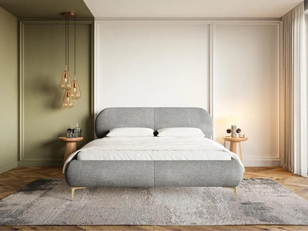 Franciaágy 180 cm Octave 180B (ágyráccsal) (szürke + arany). 1099936