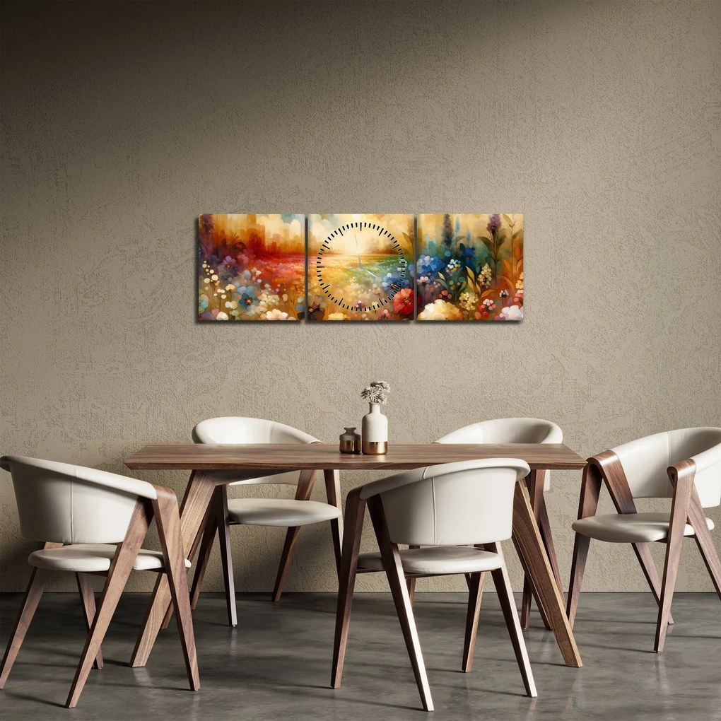Kép - Színes rét (órával) (90x30 cm)