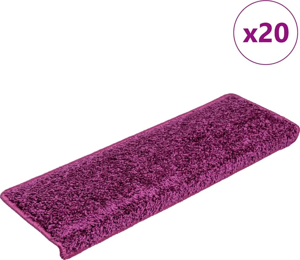 vidaXL 20 db lépcsőszőnyeg 65 x 21 x 4 cm lila téglalap alakú széllel