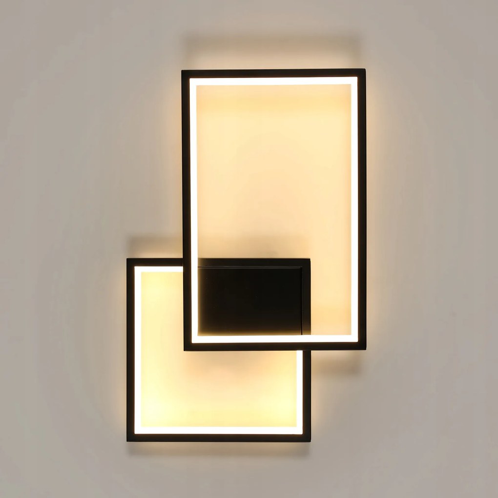 Kinkiet Led Lampa Scienna Czarna Nowoczesna Do Salonu Korytarz 3000K 34W