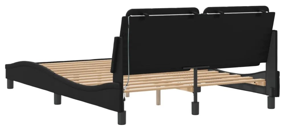 fekete ágykeret LED-ekkel matrac nélkül Zadar 140 x 200 cm