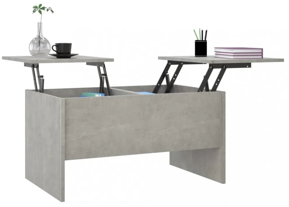 betonszürke szerelt fa dohányzóasztal 80 x 50 x 42,5 cm