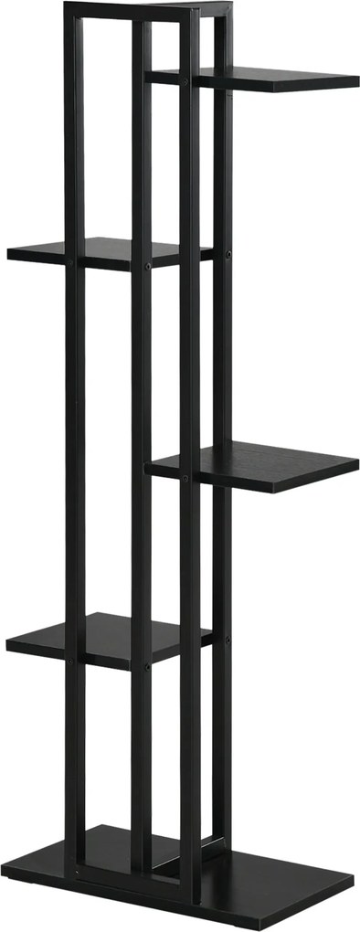 Outsunny 5-Tier Belső és Külső Növénytartó MDF-ből és Acélból, 40x22x113 cm, Fekete | Aosom