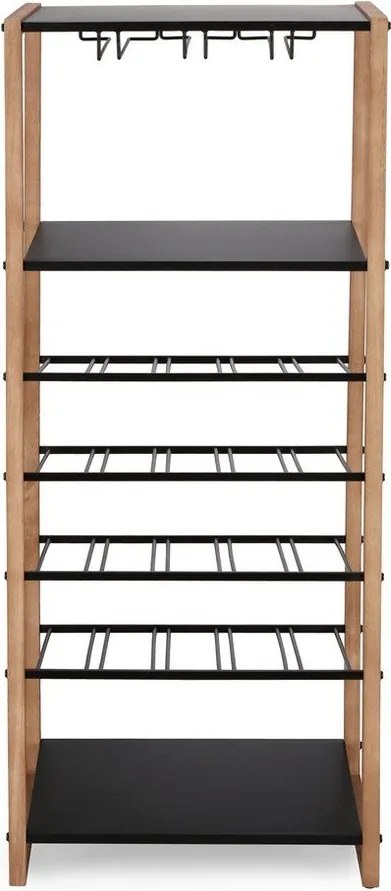 Fekete-natúr színű fém bortartó szekrény palackok száma 20, 50x122x35 cm Isaac – Yes Everyday