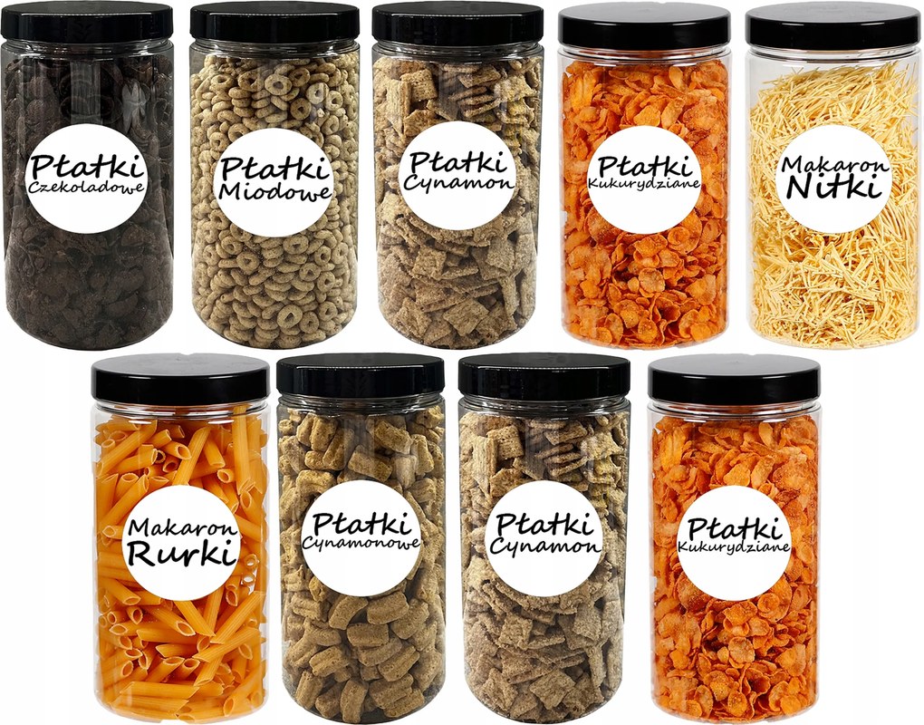 Ételtároló edények befőttes üvegek konyha 1,25L 9 db-os szett címkék