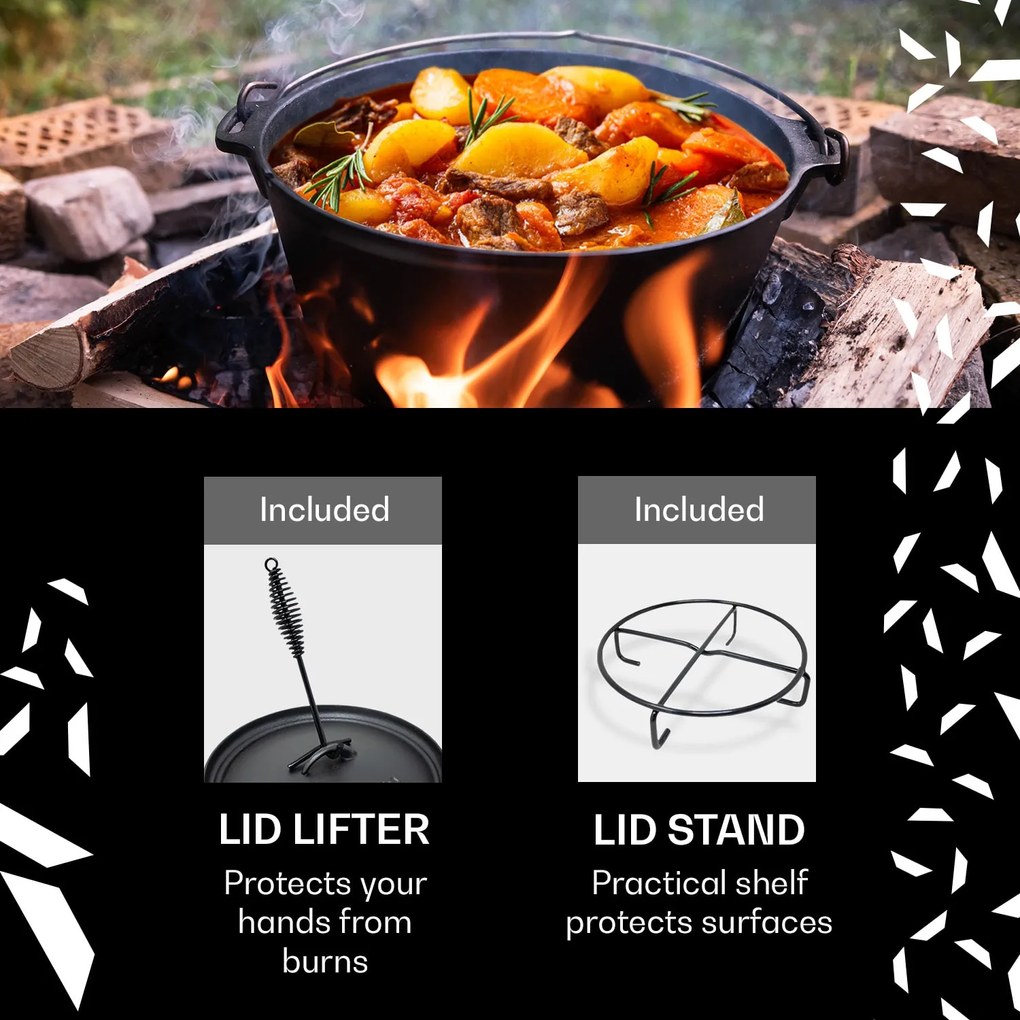 Klarstein Guernsey, prémium öntöttvas edény, 9.0 barbecue edény, öntöttvas, hőkezelt, L/9 l méret