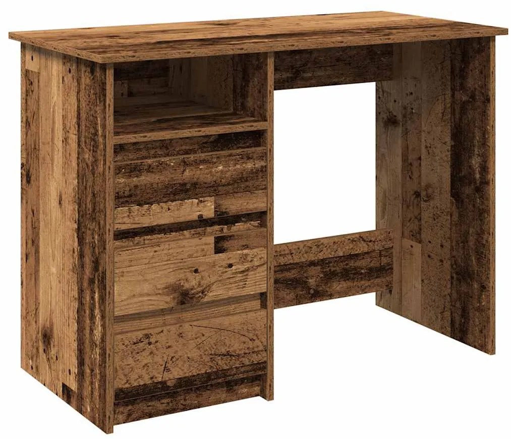 antik fa színű szerelt fa íróasztal 102x50x75 cm