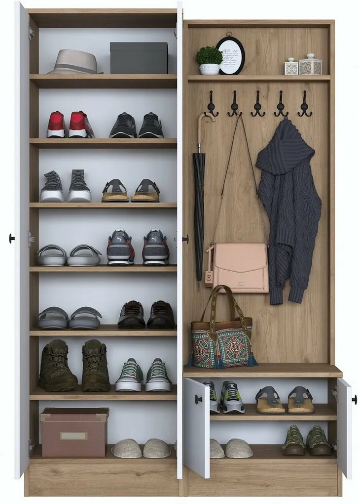 Előszoba szett Pone White and Walnut II