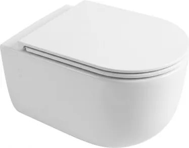 WC soft close ülőkével felakasztható SAT Ergo fehér fényes felülettel hátsó kifolyással SATPSWC Plus Size