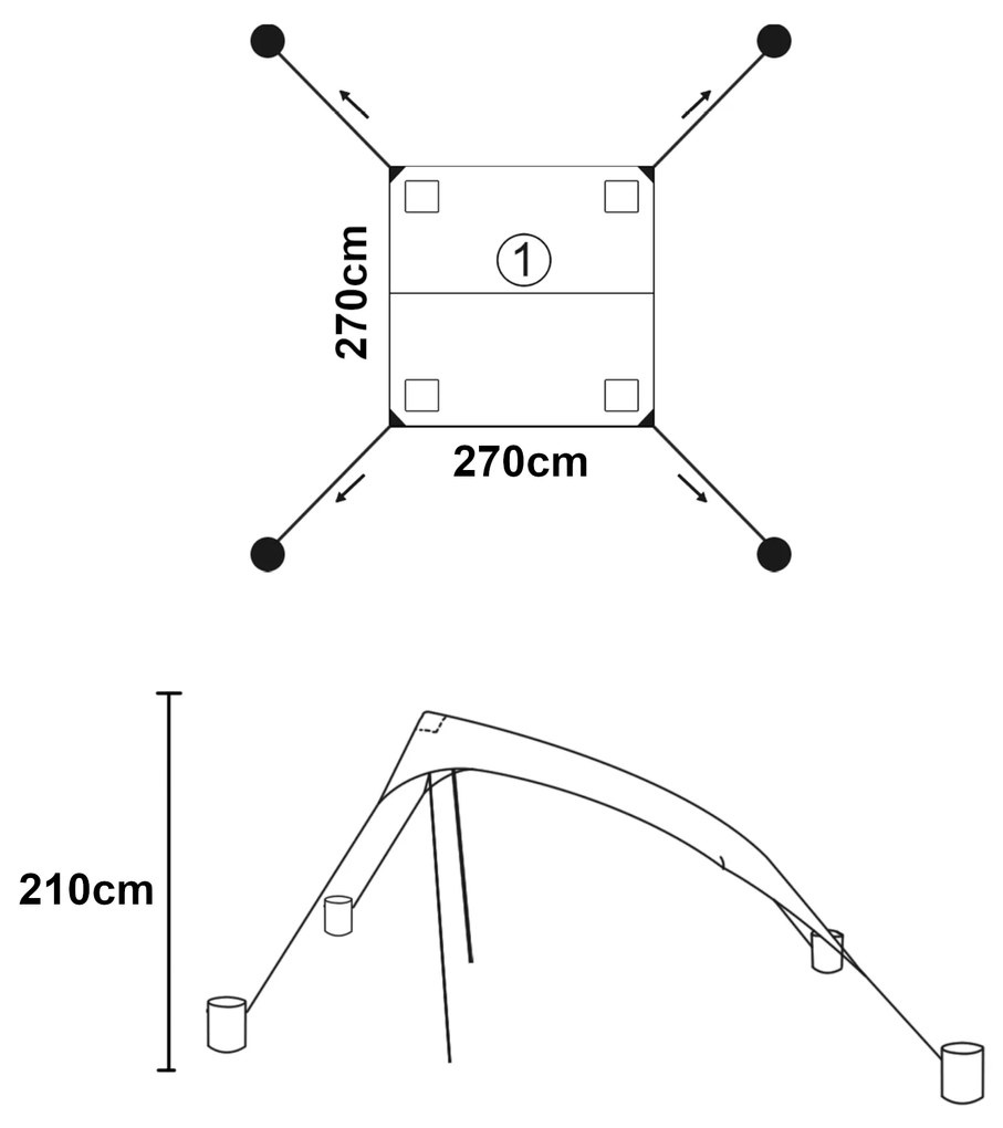 [pro.tec] Árnyékoló strandra Bernheze 270x270x210cm kék