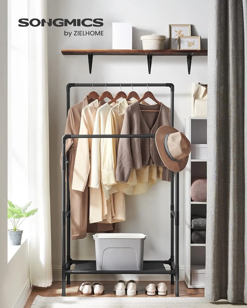 Ruhatartó állvány, max. terhelhetőség 55 kg, fekete