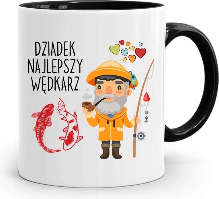 Fekete Bögre Horgásznak Nagypapa Legjobb nyomott mintával