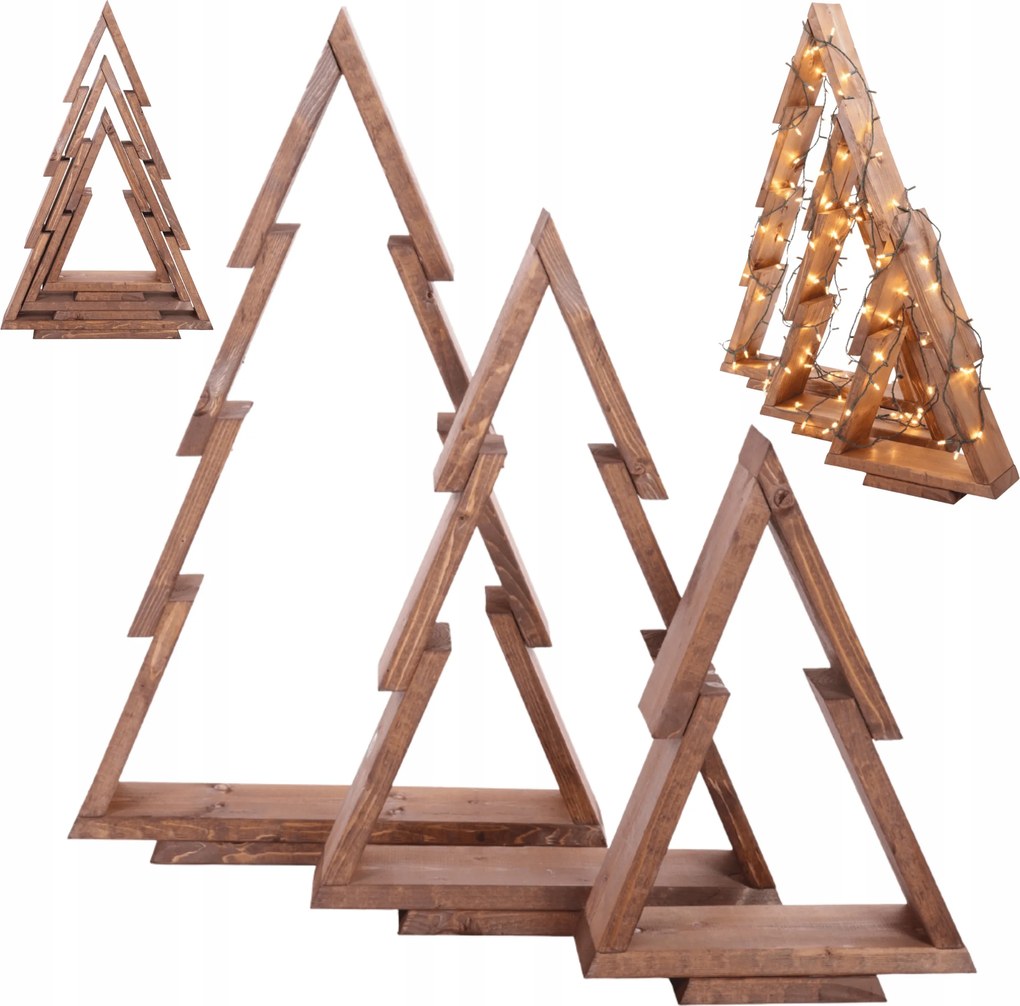 3 db-os karácsonyfa szett Fa Karácsonyfa Szett 43-75cm Összeszerelt Impregnáló