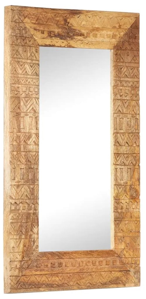 kézzel faragott tömör mangófa tükör 80 x 50 x 2,5 cm