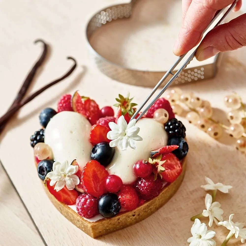 De Buyer 3099.51 perforált tortakeret Szív 12 cm,rozsdamentes acél, 12 cm