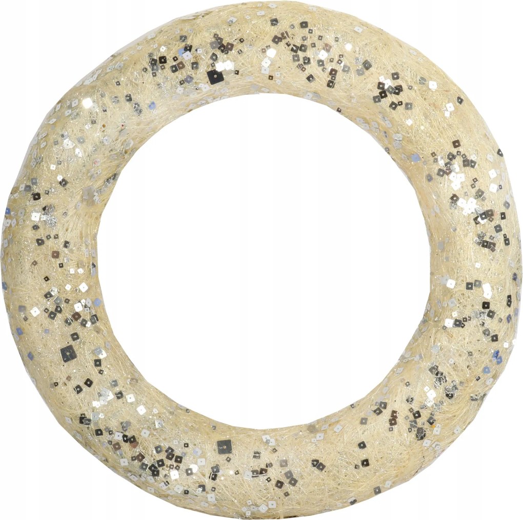 Krémszínű Szizál Kerék Felakasztható Karácsonyi Dekoráció 38 cm