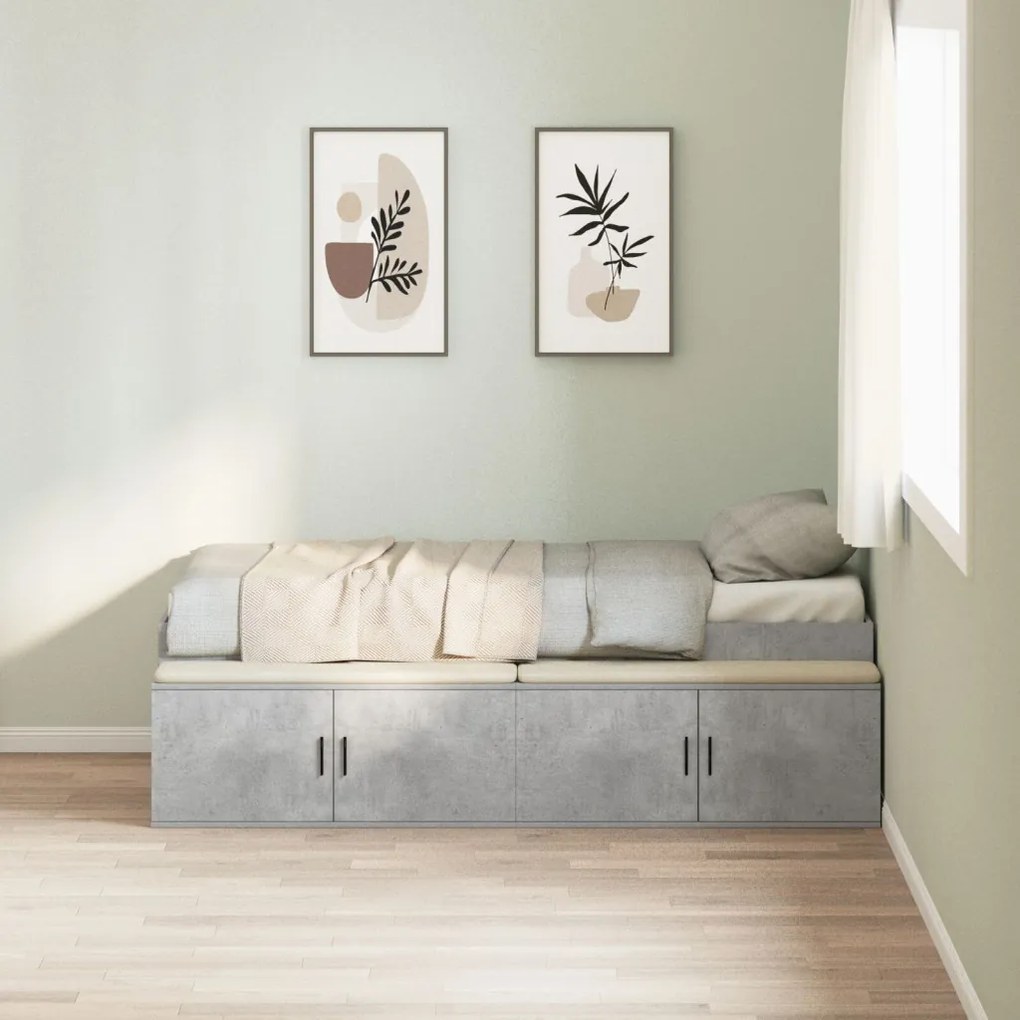 Tárolóágykeret Betongyapot szürke 75x190 cm