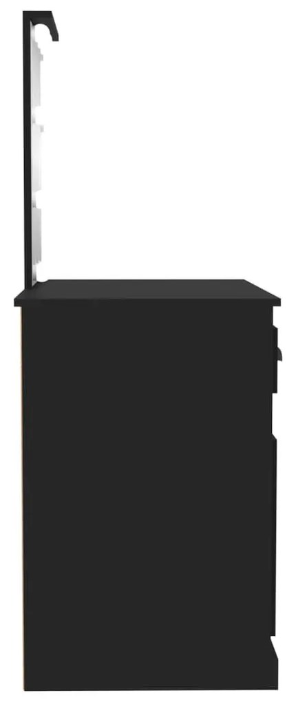 fekete szerelt fa pipereasztal LED-del 90 x 50 x 132,5 cm