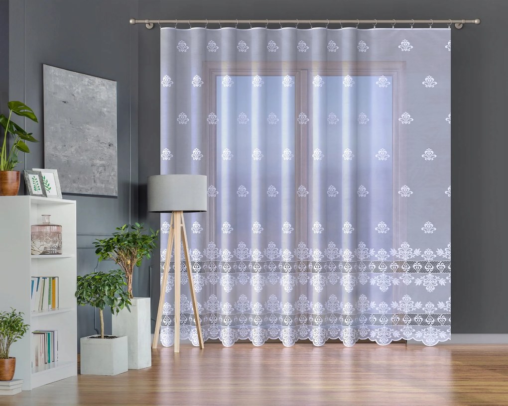 Mg Függöny jacquard fehér 34822 300x175cm készre varrt M