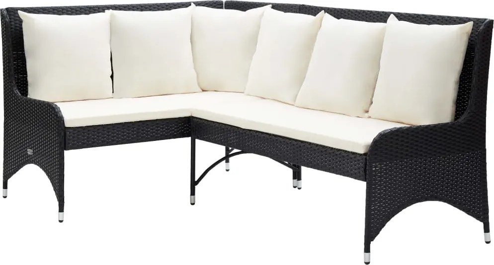 vidaXL 2 db fekete polyrattan kerti sarokkanapé