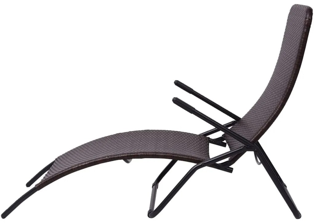 Barna összecsukható polyrattan napozóágy