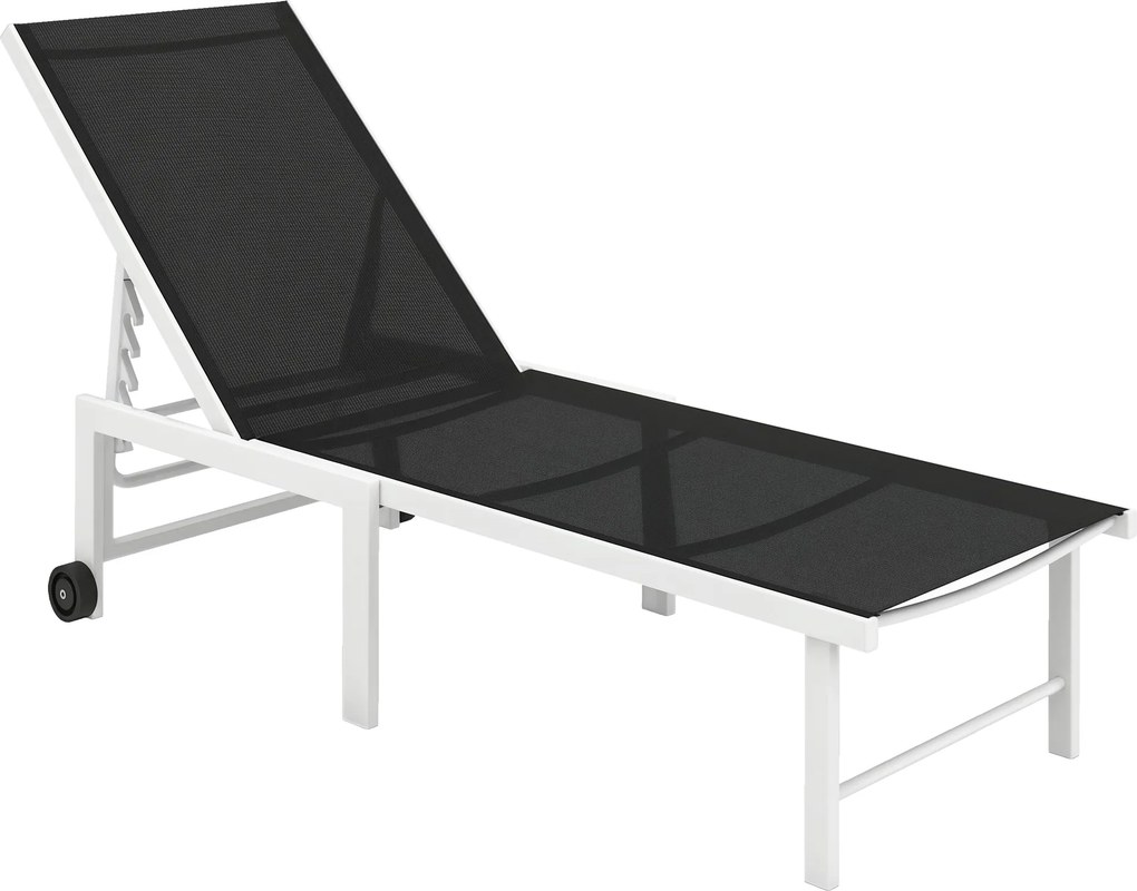 Outsunny Fekvő Napágy Kerekekkel, Állítható 5 Fokozatú Hátfészkelő Acélszerkezet 120 kg Teherbírással Teraszra, Erkélyre 166x60x84 cm Szürke | Aosom