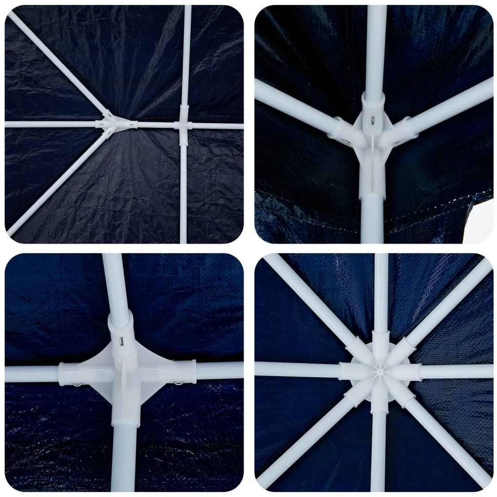 Parti sátor 10 oldalfallal Kék 6x4 m PE