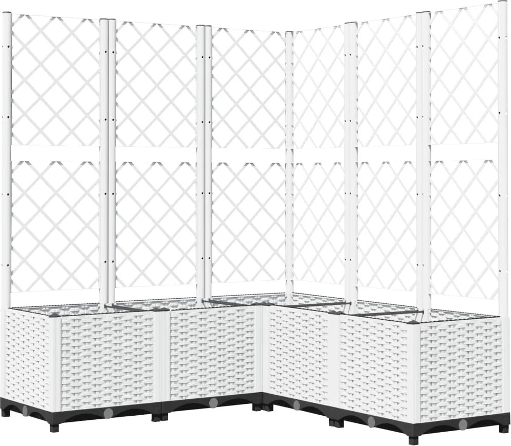 vidaXL fehér polipropilén rácsos kerti ültetőláda 120 x 120 x 136 cm