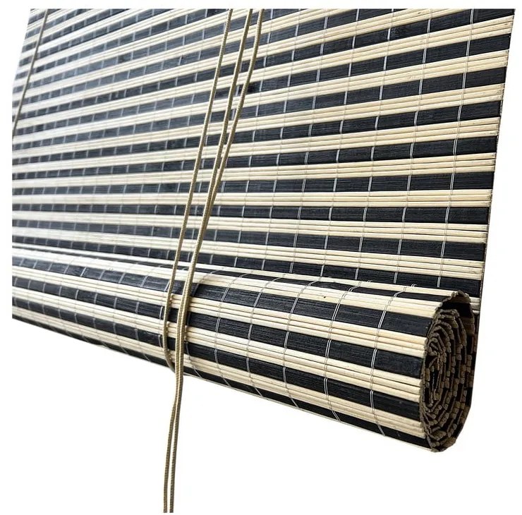 Fekete-natúr színű bambusz roló 150x160 cm Vela – Gardinia