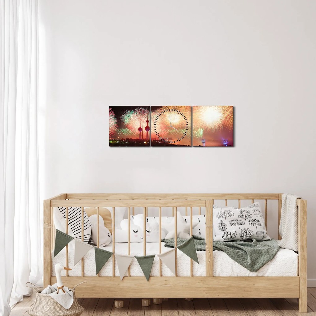 Tűzijáték képe (órával) (90x30 cm)