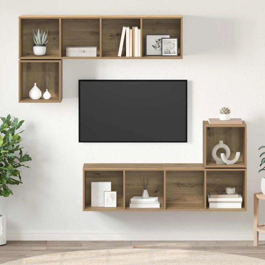 TV szekrény garnitúra 4 pcs kézműves tölgy 37 x 37 x 142.5 cm