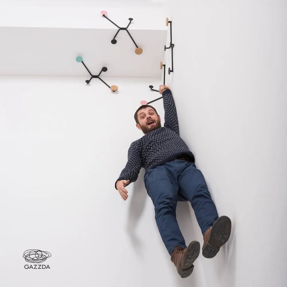 Hook fekete fali akasztó rózsaszín részletekkel - Gazzda