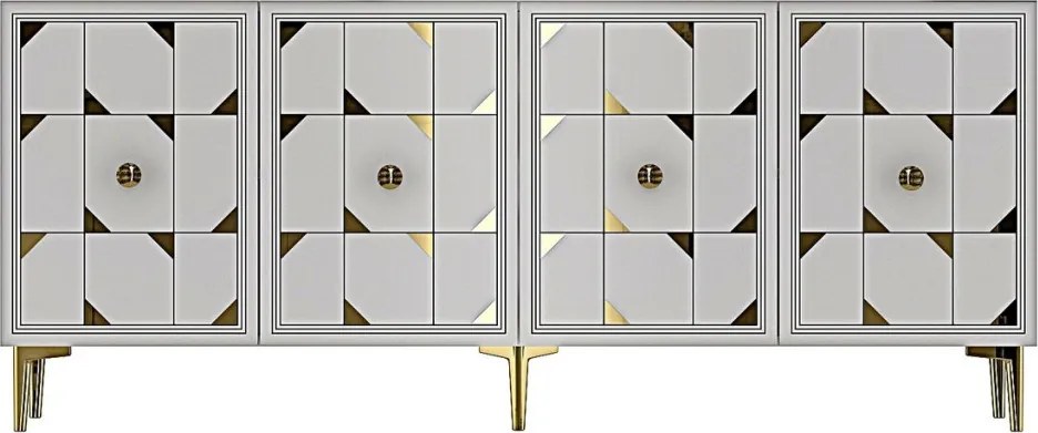 Moka komód, fehér-arany, 150 cm