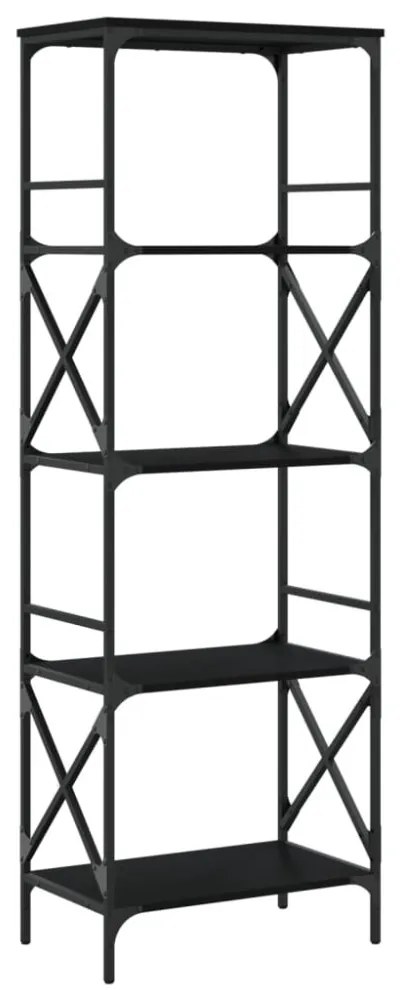 5 szintes fekete szerelt fa könyvespolc 59 x 35 x 132 cm