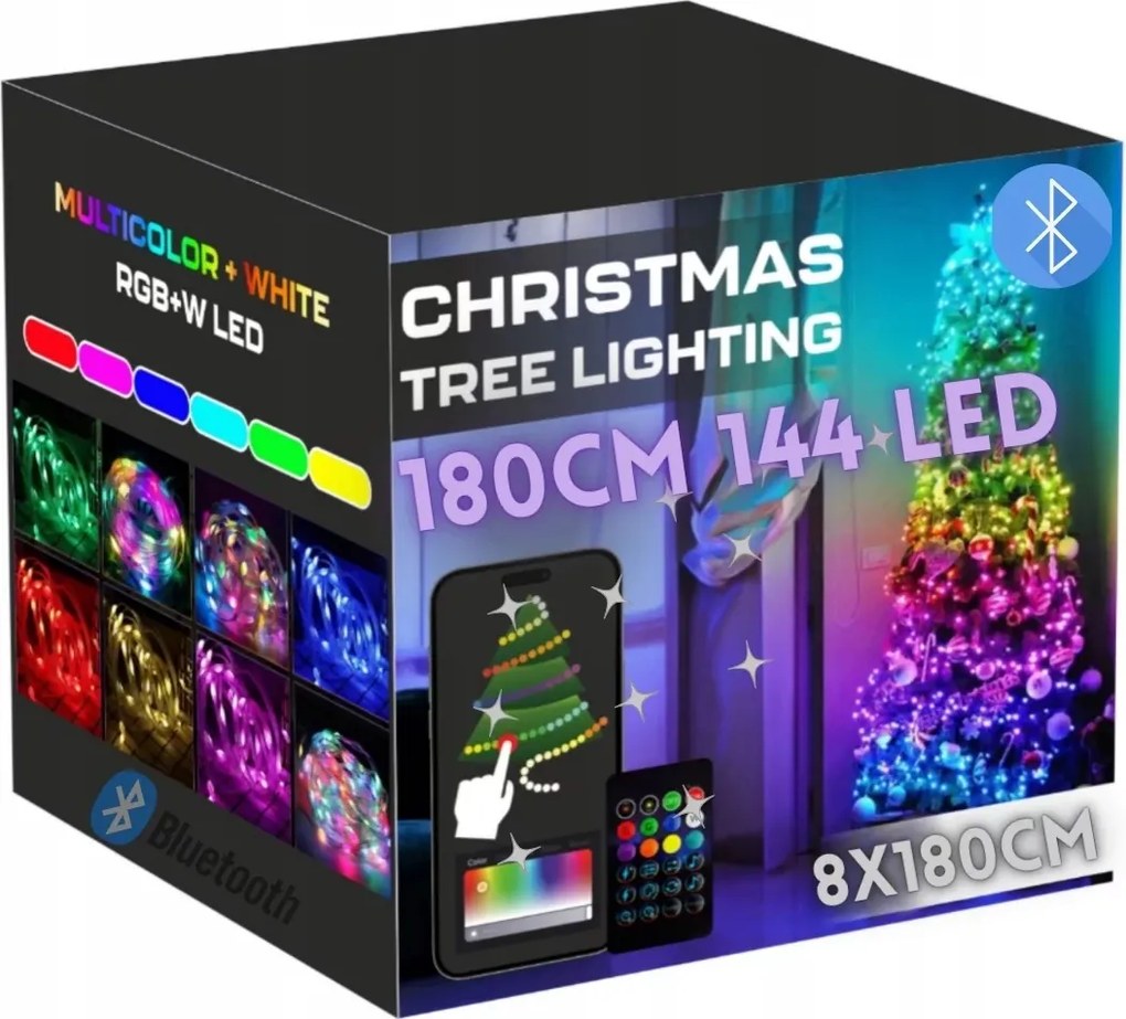 Karácsonyfa Lámpák Smart 180CM 144LED Telefon Vezérlés Alkalmazás Távirányító