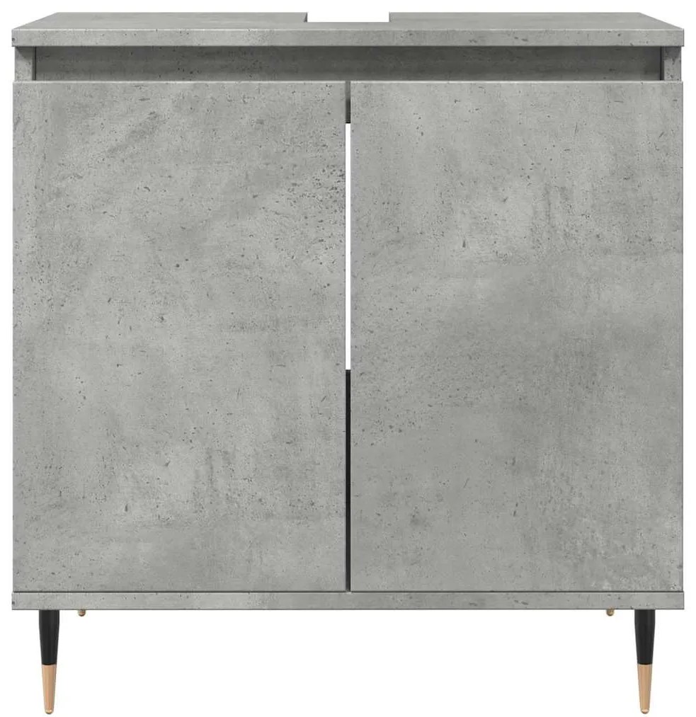 Betonszürke szerelt fa fürdőszobaszekrény 58x33x60 cm