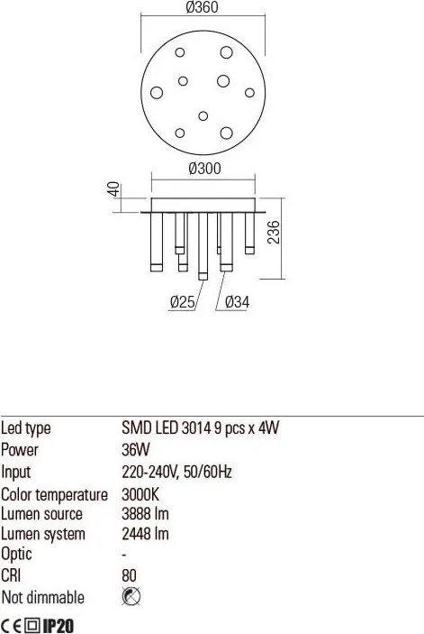 REDO 01-2039 MADISON Glamour Mennyezeti Lámpa LED IP20