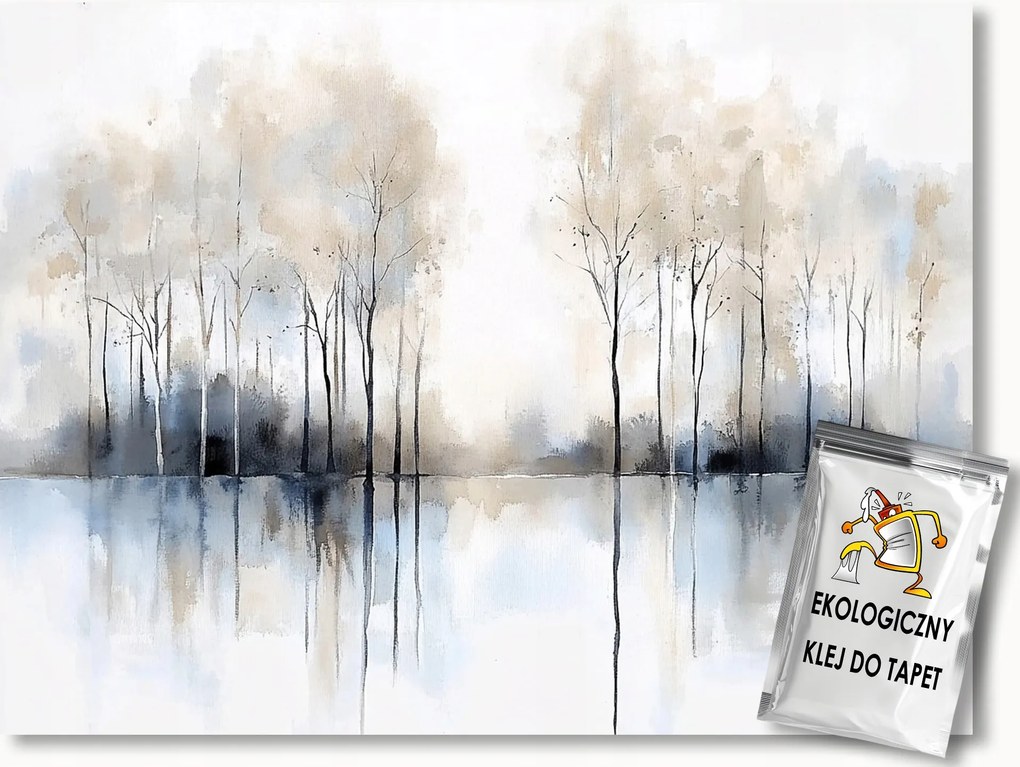 Fotótapéta Flizelina Akvarell Erdő Fák Park Tükröződés Boho 208x146 ragasztó