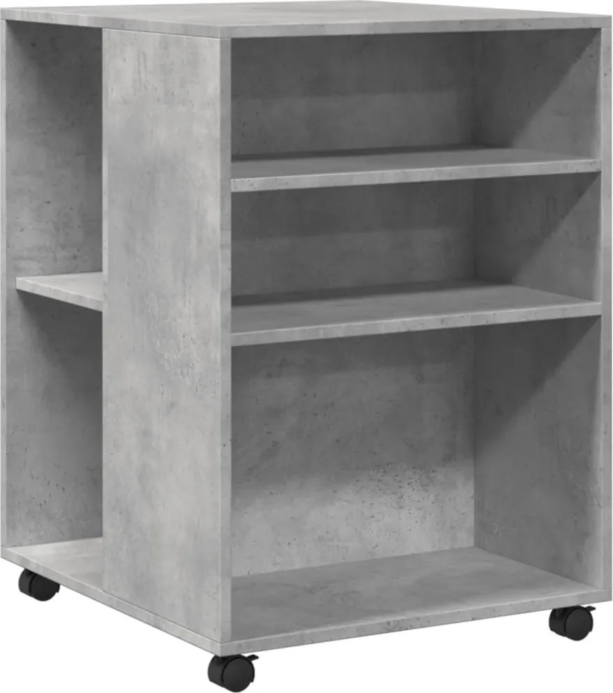 vidaXL betonszürke szerelt fa kisasztal kerekekkel 55 x 60 x 78 cm