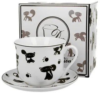 Porceláncsésze+alj, 450ml, dobozban, Koty Czarne