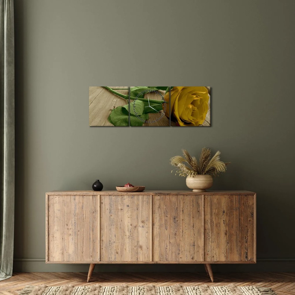 Kép - Vintage sárga rózsák (órával) (90x30 cm)