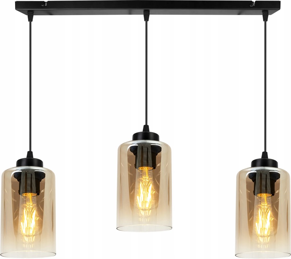 Mennyezeti Lámpa Lógó Csillár Hármas Fekete Díszléc Elegáns Üveg