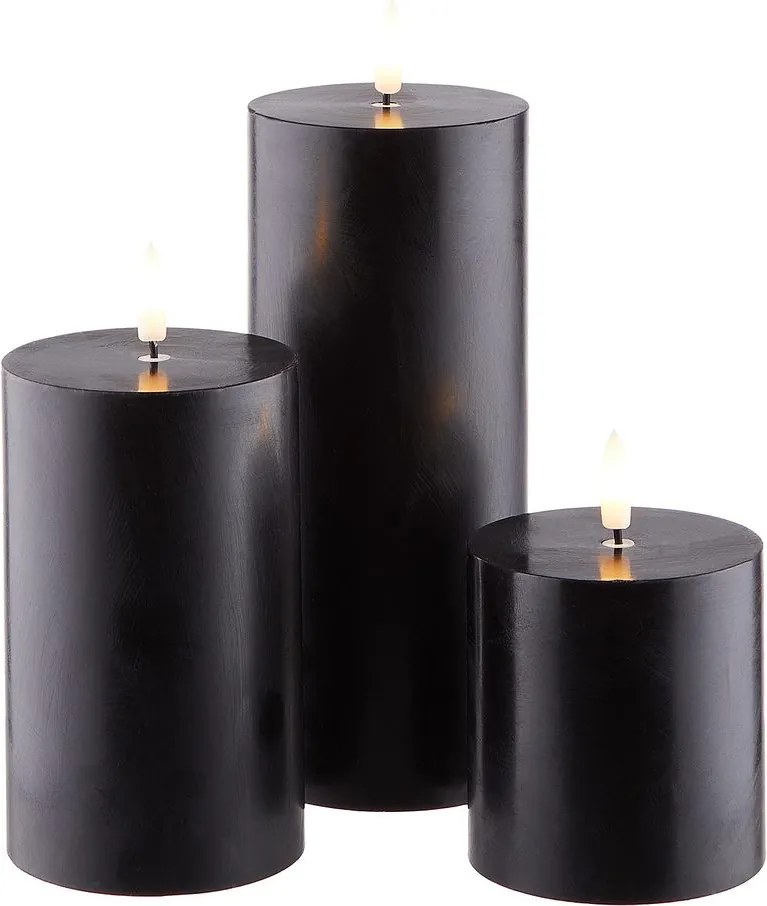 NORDIC LIGHT LED gyertya távirányítóval, fekete 3 darab