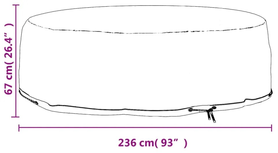 kerek sziget társalgóhuzat 10 fűzőlyukkal Ø236x67 cm