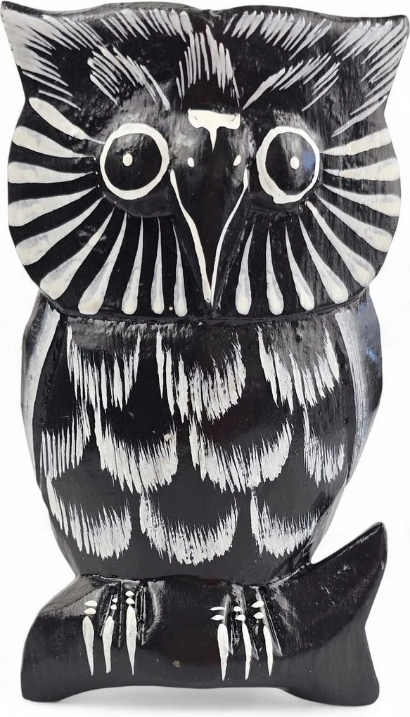 Szobor Dekoráció Drewniana Bagoly Figura Festett Szobrozott Bagoly *11 cm.