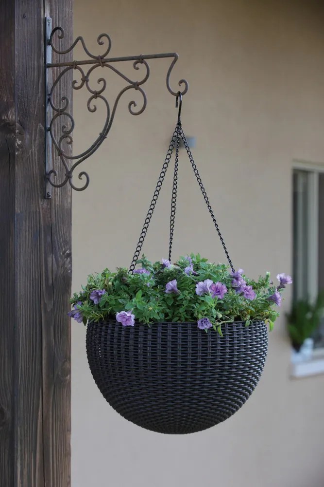 KETER HANGING SPHERE polyrattan függő virágcserép - barna